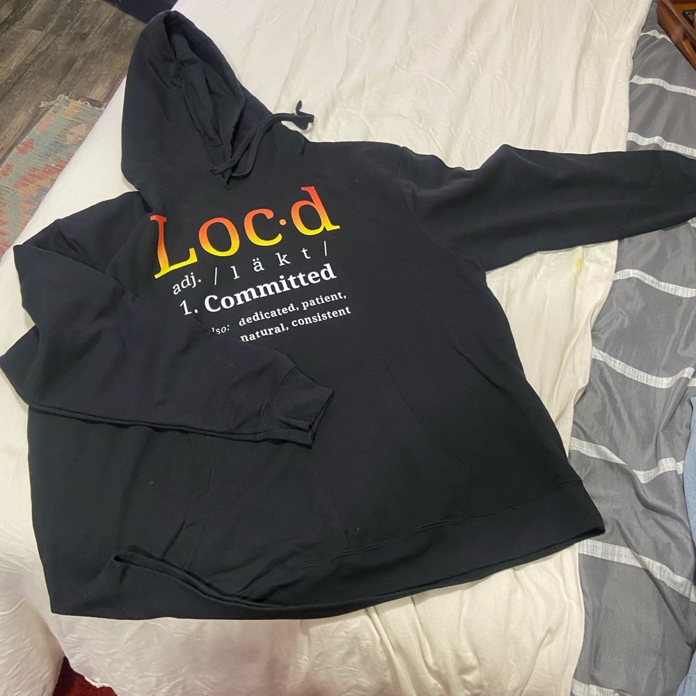Source Unknown Black Hoodie with Colorful Text